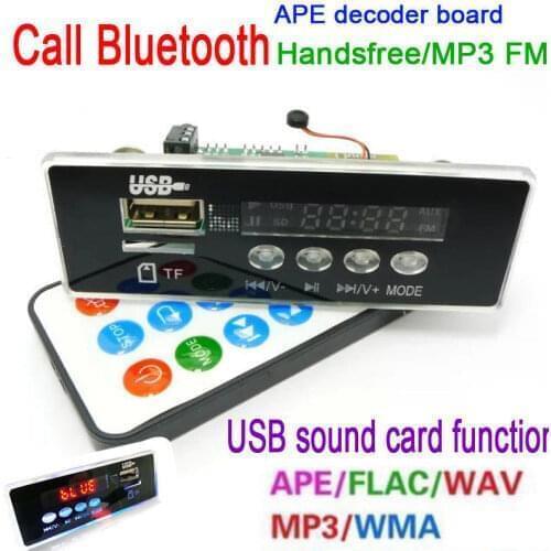 PHONE APP APE 4.2 Bluetooth Hands Free MP3 FLAC WAV WMA Audio Decoder Board 5V 12V Digital LED TF USB FM EQ
