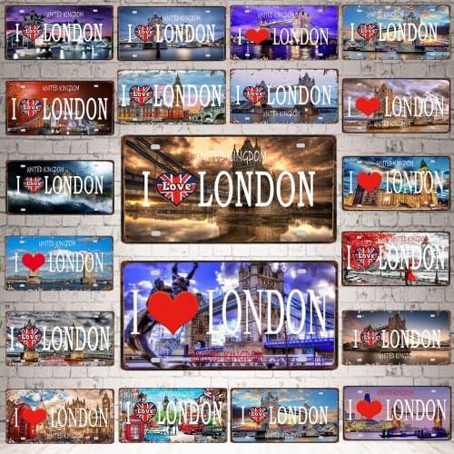 【YZFQ 】30X15CM LONDON City Tower BridgeTravel Souvenir Vintage Metal Sign Bar Wall Home Shop Decor Retro Poster DC-1120B