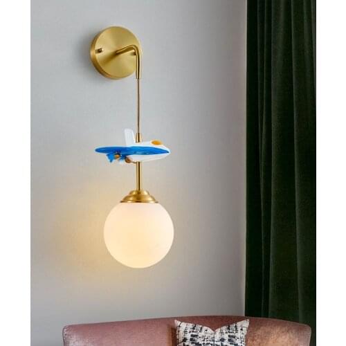 Childrens Room Cartoon Copper Resin Wall Lights Nordic Bedroom LED Bedside Lamp Home Decor Living Room Wall Lamp Light Fixtures