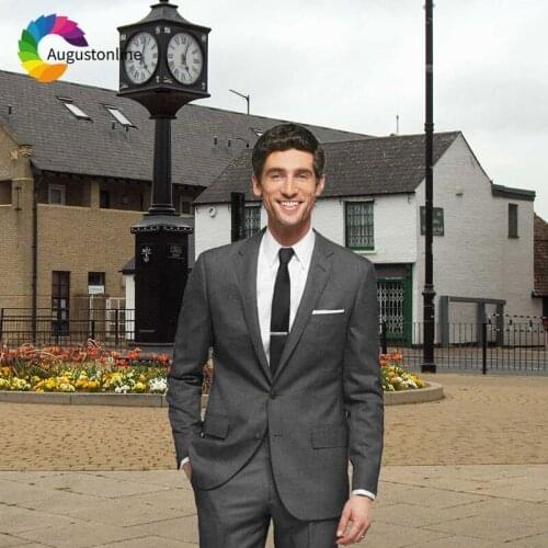 Formal Business Grey Man Suits Costume Homme Mariage Custom Made Men Suits Slim Fit Best Man Blazers 2 Piece Jacket Pants Ternos