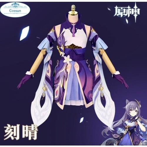 Genshin Impact Liyue Harbor Keqing Cosplay Costume Game Suit Lovely Halloween Party Outfit For Women Girls Kequeen S-XL