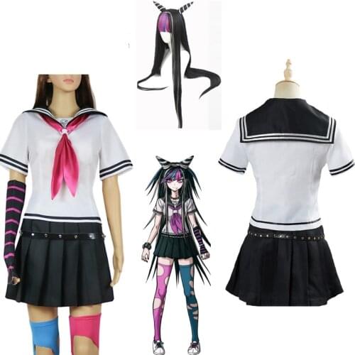 Super DanganRonpa Ibuki Mioda Cosplay Costume Dress Uniform Suit Halloween Carnival Costumes Mioda Ibuki Cosplay Wig set XS-3XL