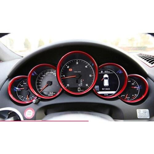 For Porsche Cayenne 2011 - 2016 Red Dashboard Meter Ring Sticker Cover Trim 5pcs car modification
