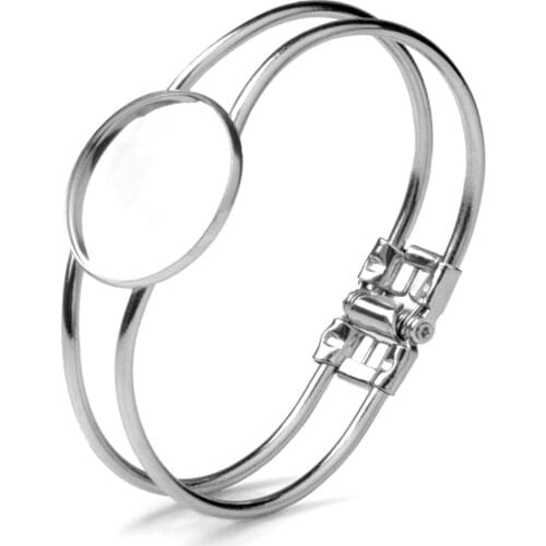 LFPU 25mm Blank Cabochon Base Bangle Alloy DIY Tray Cabochon Open Cuff Bangle Bracelet Findings For Making Fashion Jewelry