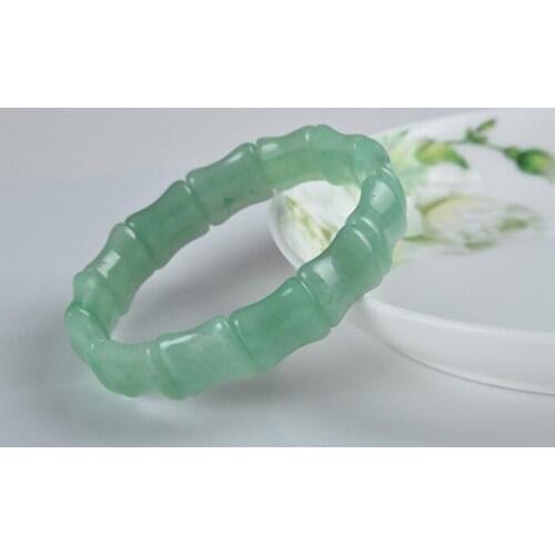 Natural Green DONGLING Stone Bracelet Hand String Fashion Bamboo Joint Bracelet Bangles Pretty Womens Fashion Stone Jewelry