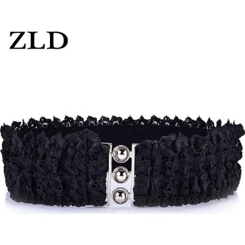 ZLD New fashion Womens belt Sweet loose tight waistband Lace elastic Strap Elegant ladies dress universal decorative belt