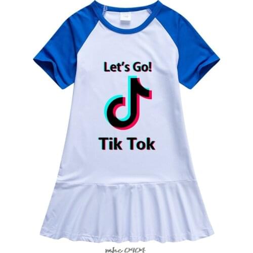 Tik Tok Girls Dress Girls Tik Tok Robe Girl Cartoon Pajamas Childrens Home Clothes Baby Clothing Summer New Dresses