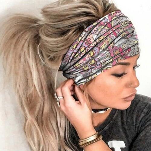 Bohemia Wide Cotton Stretch Women Headbands Headpiece Head Wrap Turban Headwear 2021 Elastic Hair Bands Turban Sports Boho