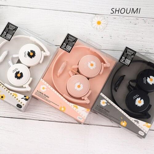 Wired Headsets Boys Girls Student Wire Control Headphones Foldable Bass Stereo Skin Friendly Noise Cancelling Earphone with Mic