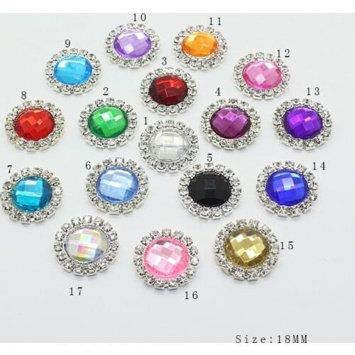 Factory Outlet 10 Pcs 18MM Round Acrylic Rhinestone Buttons, Jewelry Decoration Crafts DIY Scrapbook Accessories