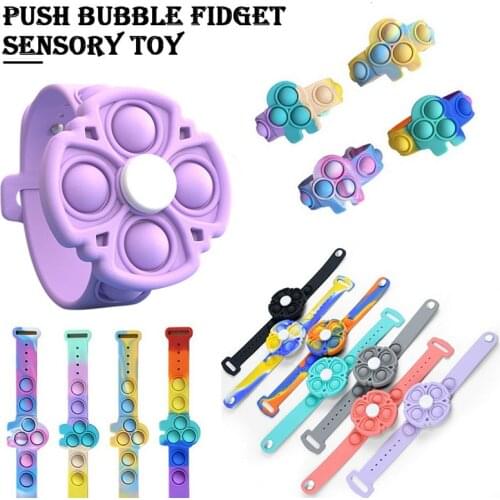 Silicone Mini Simple Dimples Sensory Fidget Toys Bracelet Decompression Antistress Hand Press Stress Relief Toys for Adults Kids