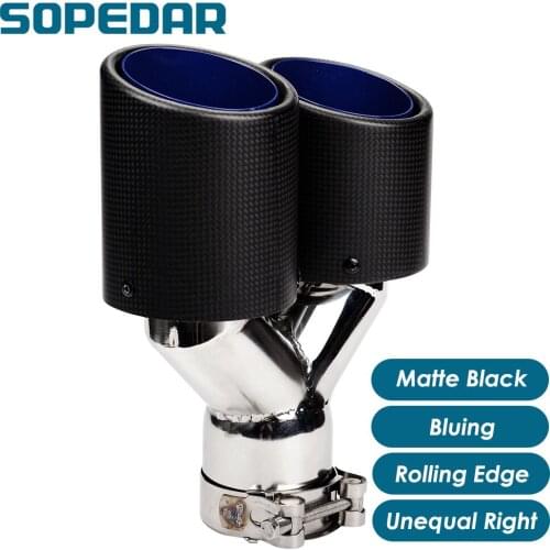 SOPEDAR Dual Unequal Right Escape coche Rolling Edge Y Model Matte Bluing Auto Styling Modification Muffler Tail Pipe AP31KR