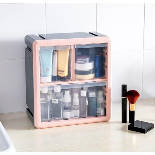 Stackable Vanity Case Set Stackable Tabletop Organizer Holder Sliding Drawer Style Storage Slots Skincares Holder