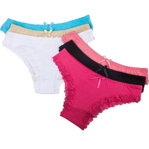 Woman Panties Sexy Lace Briefs Set Cotton Girls Underpants Female Underwear Intimates Lingerie M-XL 3 Pcs/pack Dropshipping