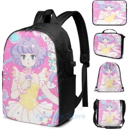 Funny Graphic print Magical Angel Creamy Mami USB Charge Backpack men School bags Women bag Travel laptop bag