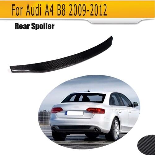 Carbon fiber rear trunk boot lip spoiler wings for Audi A4 B8 2009-2012