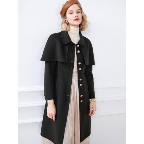 Womens Clothing 2021 Winter New Hepburn Cape Long Woolen Coat