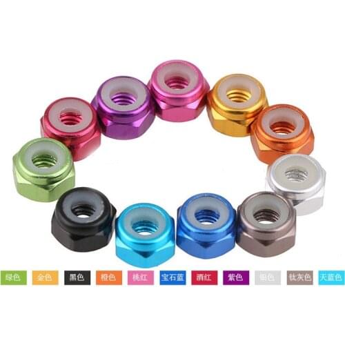 1PCS-M2/M3M4/M5 Standard Aluminum Anti-loose Lock Nut, Lock Self-locking Nylon Ring, Color Screw Cap