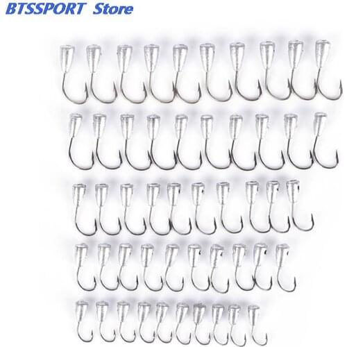10Pcs Titanium Tungsten Barbed Fishhook 2#/4#/6# High Quality Lead Head Hook Fishing Bait Holder Jig Head Stand Hooks