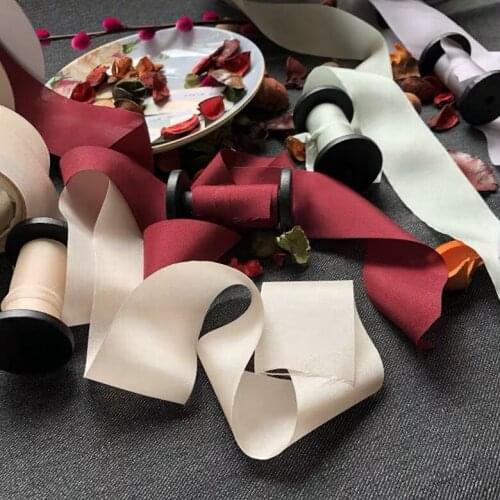 100% Silk Ribbons handmade hair accessories bouquet gift box packaging wedding pink purple white colors 10 yard for sample