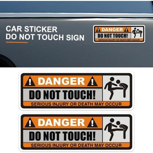 2pcs Funny Car Sticker Do Not Touch Sign Sticker Motorcycle Reflective Funny Decoration Stickers For Car Styling Accessories