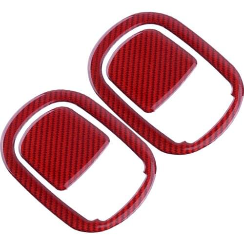 4pcs Red Car Carbon Fiber Seat Backrest Switch Button Handle Panel Cover Trim Decoration Fit for Dodge Challenger 2015-2020