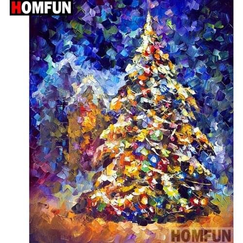 HOMFUN Full Square/Round Drill 5D DIY Diamond Painting "Christmas tree" 3D Embroidery Cross Stitch 5D Home Decor A13771