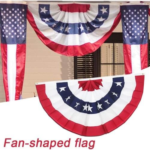 American Pleated Half Fan Flag Patriotic Bunting Flag 4th of July Independence Day Indoor Outdoor Decoration B1