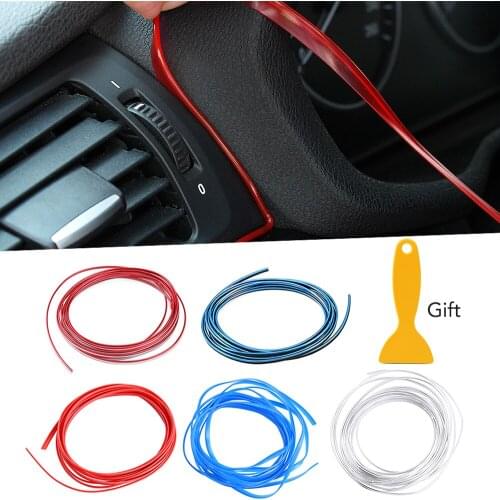 Car Styling 5M/pcs Universal DIY Flexible Interior Decoration Moulding Trim Strips Car Central Control and Door Decoration Strip