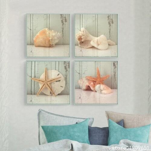 No frame pastoral starfish conch still life canvas printings oil painting printed on cotton home wall art decoration pictures