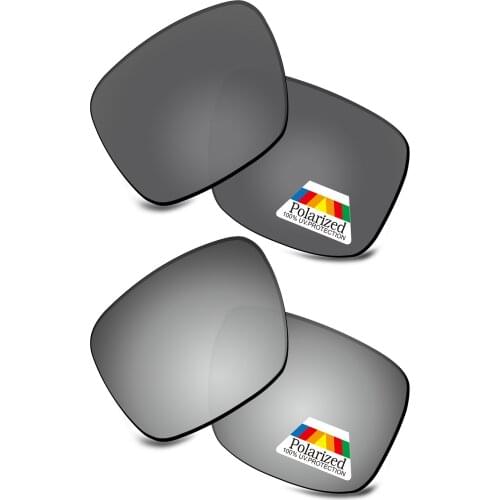 Bwake 2 Pairs Black & Silver Polarized Replacement Lenses for-Oakley Fuel Cell OO9096 Sunglasses Frame