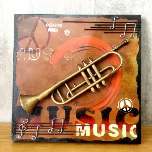 Ironwork Decoration Hanging Painting Mural Ironwork Modeling Family Decorative Painting Of Musical Instrument Trumpet Shape