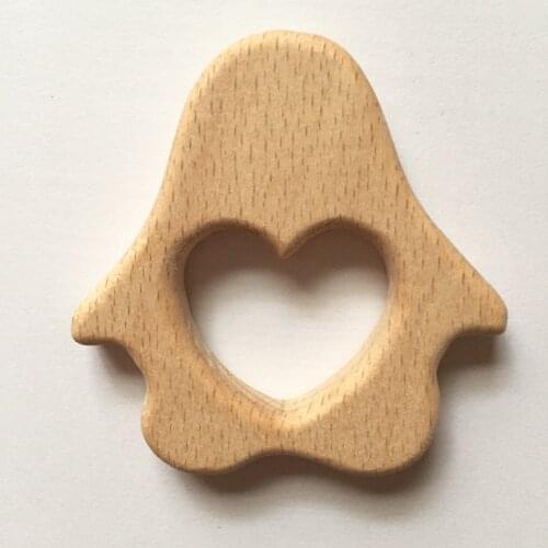 Kids Beech Wooden Teethers Beads Handmade Teethers Eco-Friendly Natural Wooden Toy Bird Fish Duck Penguin Animal Bead 20Pc/Set