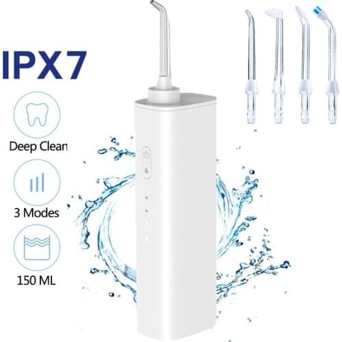 Oral Irrigator Water Flosser USB Rechargeable Dental Floss 150ML Water Tank 3 Modes Waterproof Teeth Cleaner