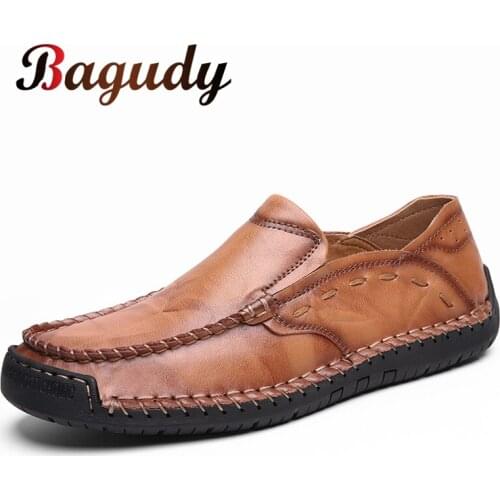 Classic High Quality Mens Leather Casual Shoes Fashion Brand Men Flat Loafers Shoes Spring Autumn Mens Moccasins Shoes Size 48