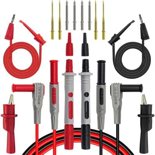 P1308B 18 in 1 Test Lead Kit Probe Banana Plug to Test Hook Cable Replaceable Multimeter Probe Test Wire Alligator Clip