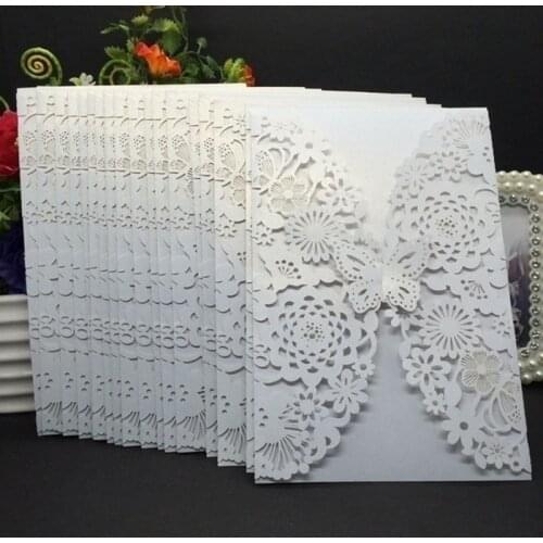 25pcs/50pcs Fashion Butterfly Invitations Card Wedding Engagement Mariage Graduacion Party Invite Favor Supplies Thank You Cards