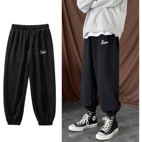 Men Sports Running Pants Pockets Training Elastic Waist Jogging Casual Trousers Men Loose Sweatpants