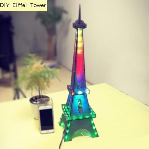 Model Kit Light Cube Kit Eiffel Tower LED Music Spectrum Electronic DIY Production Parts DIY KIT creative gift DIY Decorations