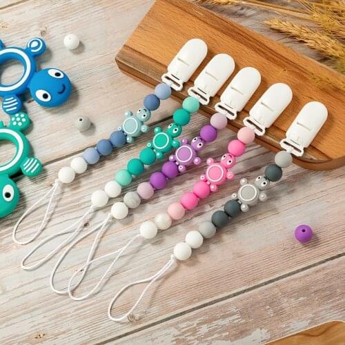 TYRY.HU Silicone Tortoise Beads Set Pacifier Chain Newborn Silicone Teether Food Grade BPA Free DIY Accessories Pacifier Nipple
