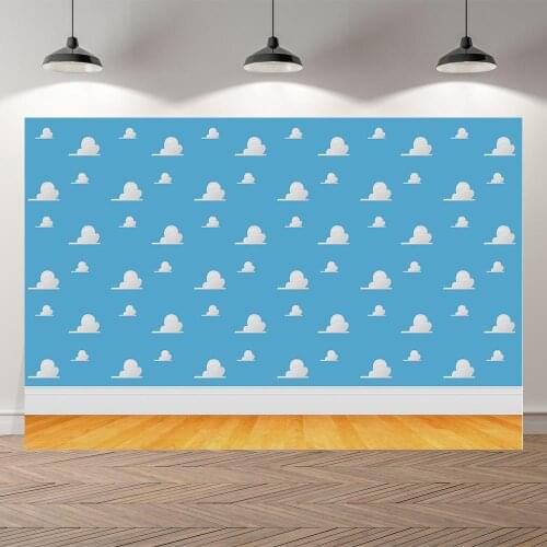 Thin Vinyl Blue Story Clouds Sky Wooden children Banner Ceremony Photography Backgrounds professional studio Photo Backdrop