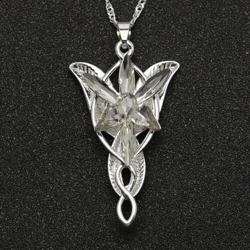 Arwen Evenstar Necklace Elfstone Elessar Aragorn Galadriel Elves Princess Cubic Zirconia Stone Pendant Jewelry Women Wholesale