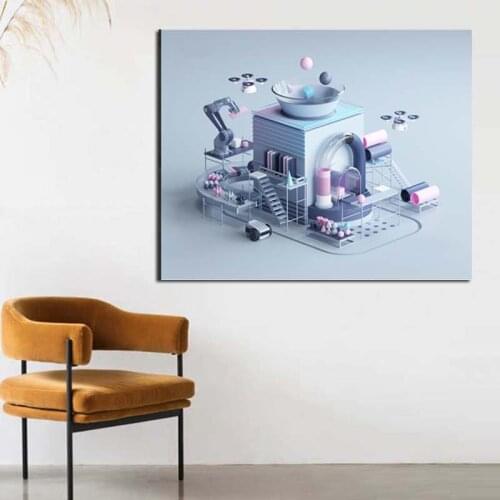 Peter Tarka Building House Canvas Painting Posters Prints Marble Wall Art Painting Decorative Picture Modern Home Decoration