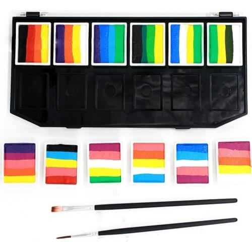 12-Color Pressed Water-Based Face Painter Paints Childrens Face Paint Water-Based Easy-To-Clean High Saturation