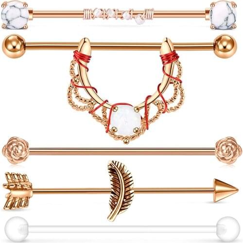 14G Stainless Steel Industrial Barbell Earring Cartilage Body Piercing Jewelry 38mm 1&1/2 Inch Industrial Piercing Bar