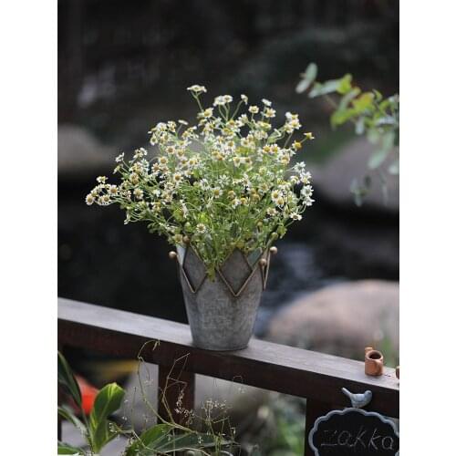 Retro nostalgia American gray iron crown garden flowerpot tin bucket candlestick of furnishing articles grocery decoration