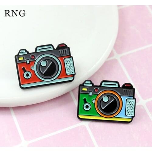 RNG color camera metal enamel brooch digital cartoon camera photography coat hat backpack badge brooch jewelry children gift