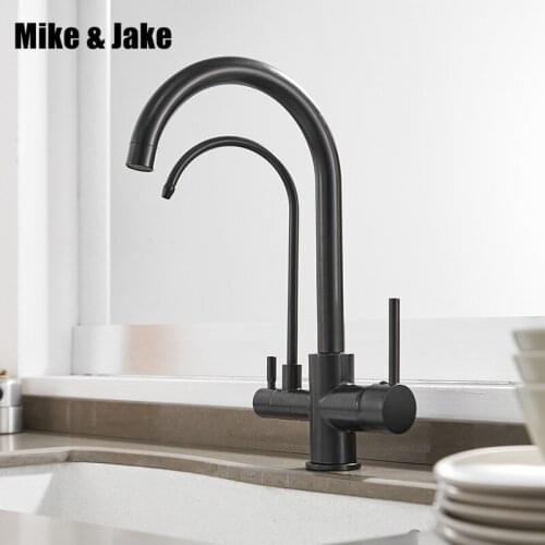 Black Filter Kitchen Faucets Deck Mounted Mixer Tap 360 Rotation with Water Purification Features Mixer Tap Crane For Kitchen