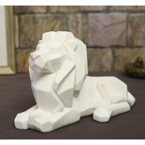 Lion Statue NordicGeometric Lion King Home Decor Resin Animals Art Sculpture Home Decoration Accessories Living Room