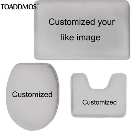 TOADDMOS Custom Logo/Design Bath Mat Flannel Absorbent Non Slip Doormat Soft Bathroom Toilet Seat Cover Warm Closestool Pad Mat